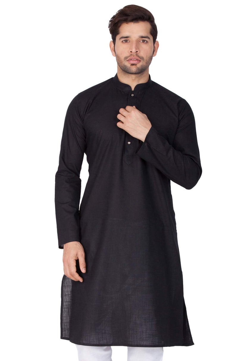 VASTRAMAY Men's Cotton Linen Kurta, Solid Design, Comfortable Fit for Casual and Festive Wear, Ideal for Weddings, Parties, and Celebrations - Image 2