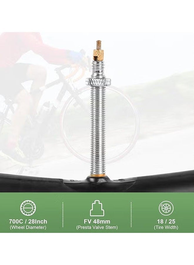 Ailily 2 Pcs 700*23-32C Road Bike Inner Tubes with 48mm Presta Valve Stem, Bicycle Butyl Inner Tube Replacement for Road Bikes, FV48mm Presta Valve Stem, Bicycle Inner Tube Replacement for Road Bikes - Image 2