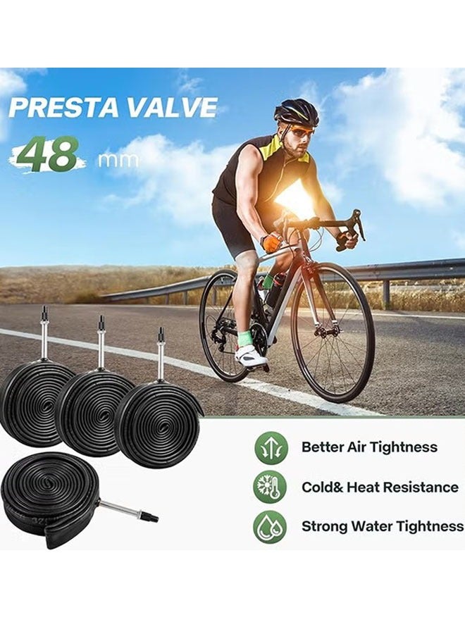 Ailily 2 Pcs 700*23-32C Road Bike Inner Tubes with 48mm Presta Valve Stem, Bicycle Butyl Inner Tube Replacement for Road Bikes, FV48mm Presta Valve Stem, Bicycle Inner Tube Replacement for Road Bikes - Image 3