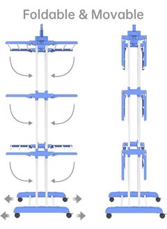 Clothes Drying Racks for Laundry Foldable 3-Tier Rolling Collapsible Garment Dryer Hanger Rack Rail Stand Stainless Folding Indoor/Outdoor with Side Wings and Casters - pzsku/Z68D44FA0FEEAE17859CAZ/45/_/1737552175/570db458-bdd1-4418-9684-82956cbc925f