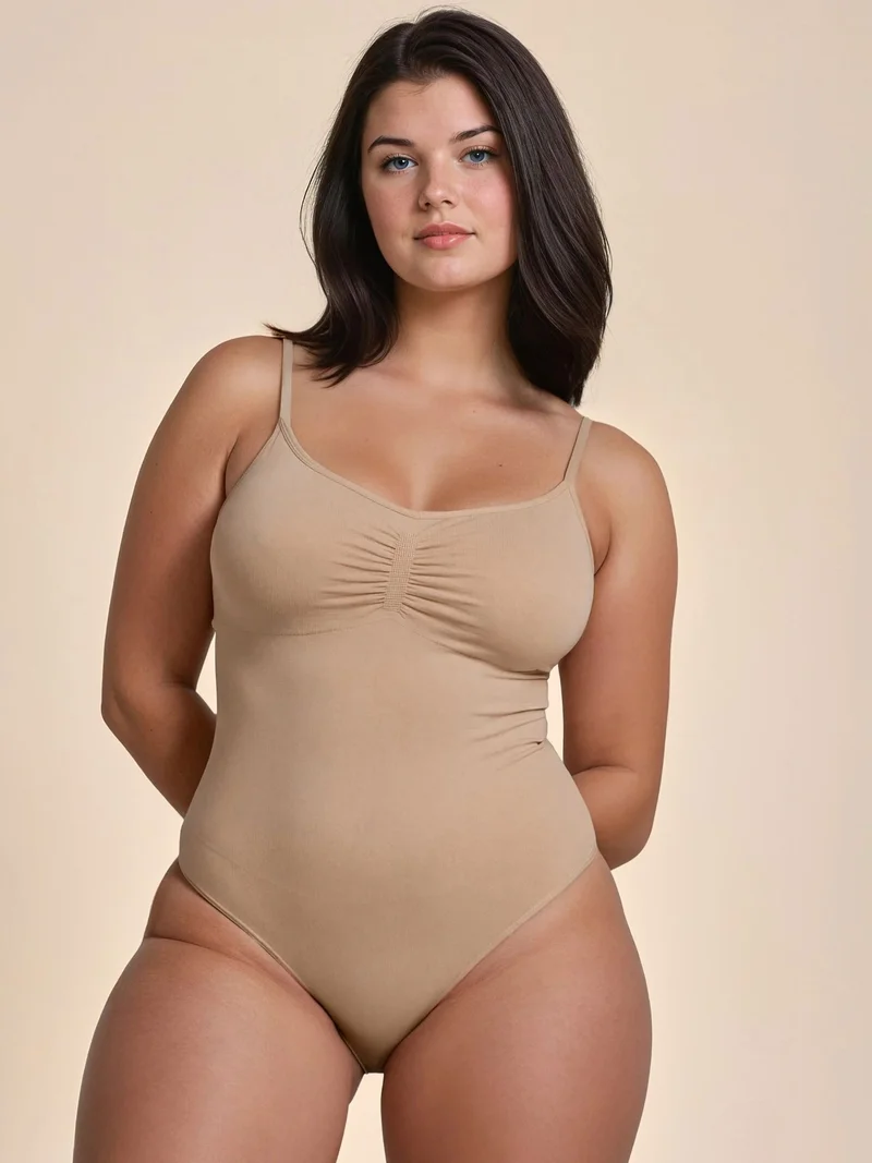 هيكاب Premium Seamless Adjustable Strap Brief Bodysuit Shapewear