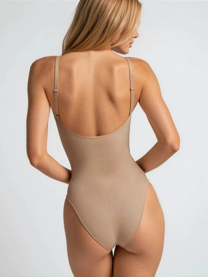 هيكاب Premium Seamless Adjustable Strap Brief Bodysuit Shapewear