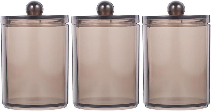 3pcs Black Cotton Swab Container with Lid, Cotton Pad Storage Box for Bathroom Dressing Table Organizer - Image 1