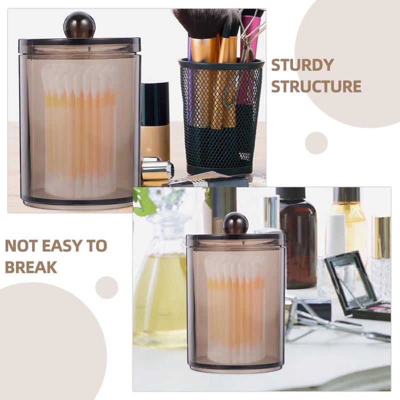 3pcs Black Cotton Swab Container with Lid, Cotton Pad Storage Box for Bathroom Dressing Table Organizer - Image 4