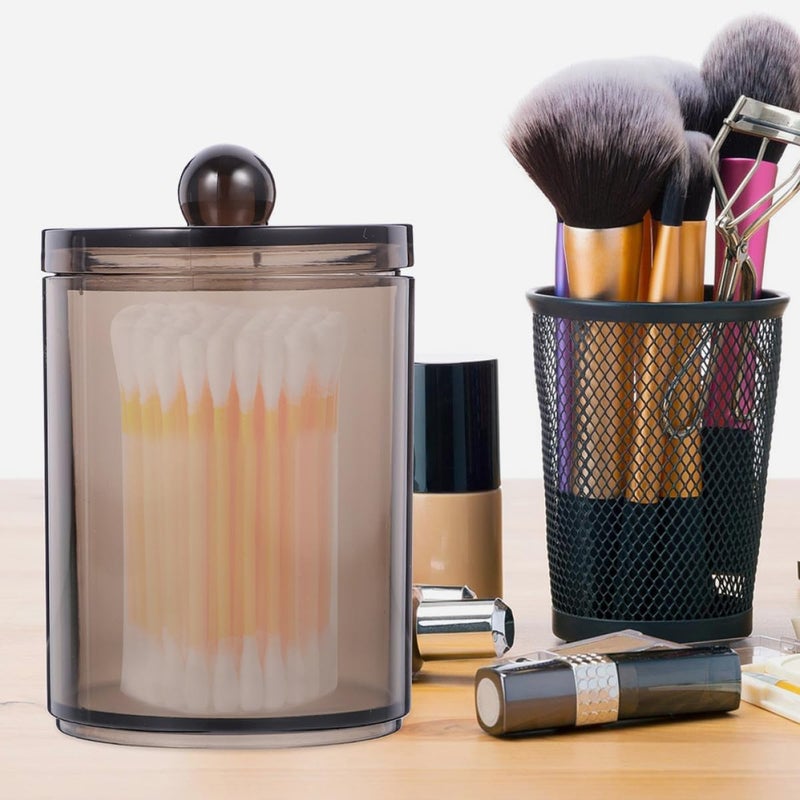 3pcs Black Cotton Swab Container with Lid, Cotton Pad Storage Box for Bathroom Dressing Table Organizer - Image 5