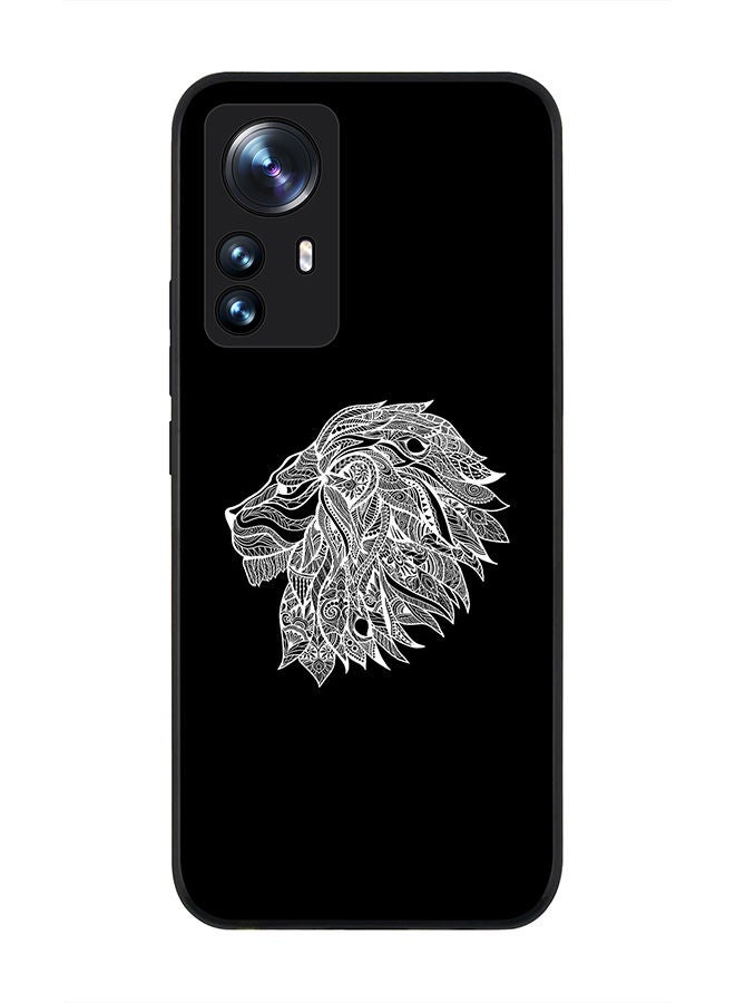 Stylizedd Rugged Black edge case for Xiaomi 12 Pro Slim fit Soft Case Flexible Rubber Edges Anti Drop TPU Gel Thin Cover - Lion Abstract - Image 1