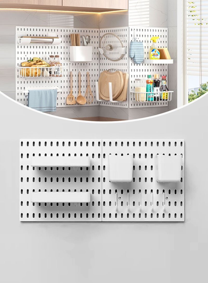 BEIRUI منظم مثبت على الحائط، رف تخزين متعدد الوظائف، مجموعة أرفف عائمة، أي مجموعة، مناسب للمطبخ والحمام والمدخل والمكتب وغرفة النوم، رفان، 4 منظمات، 10 خطافات - Image 1