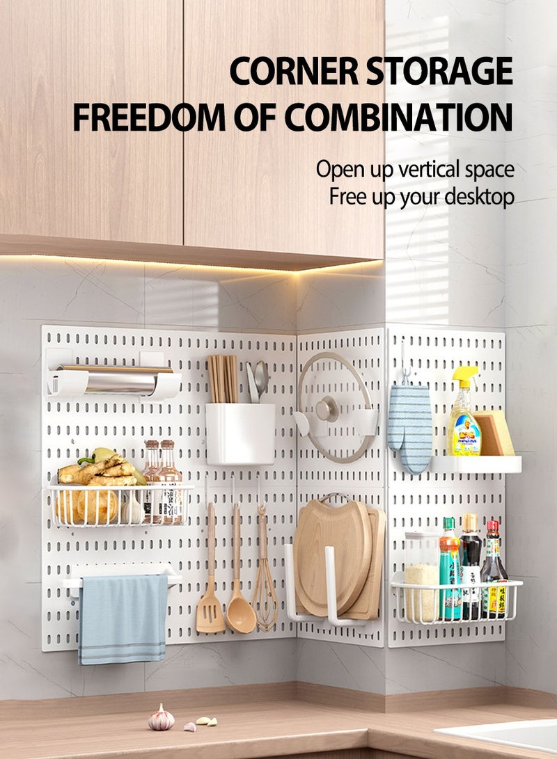 BEIRUI منظم مثبت على الحائط، رف تخزين متعدد الوظائف، مجموعة أرفف عائمة، أي مجموعة، مناسب للمطبخ والحمام والمدخل والمكتب وغرفة النوم، رفان، 4 منظمات، 10 خطافات - Image 2