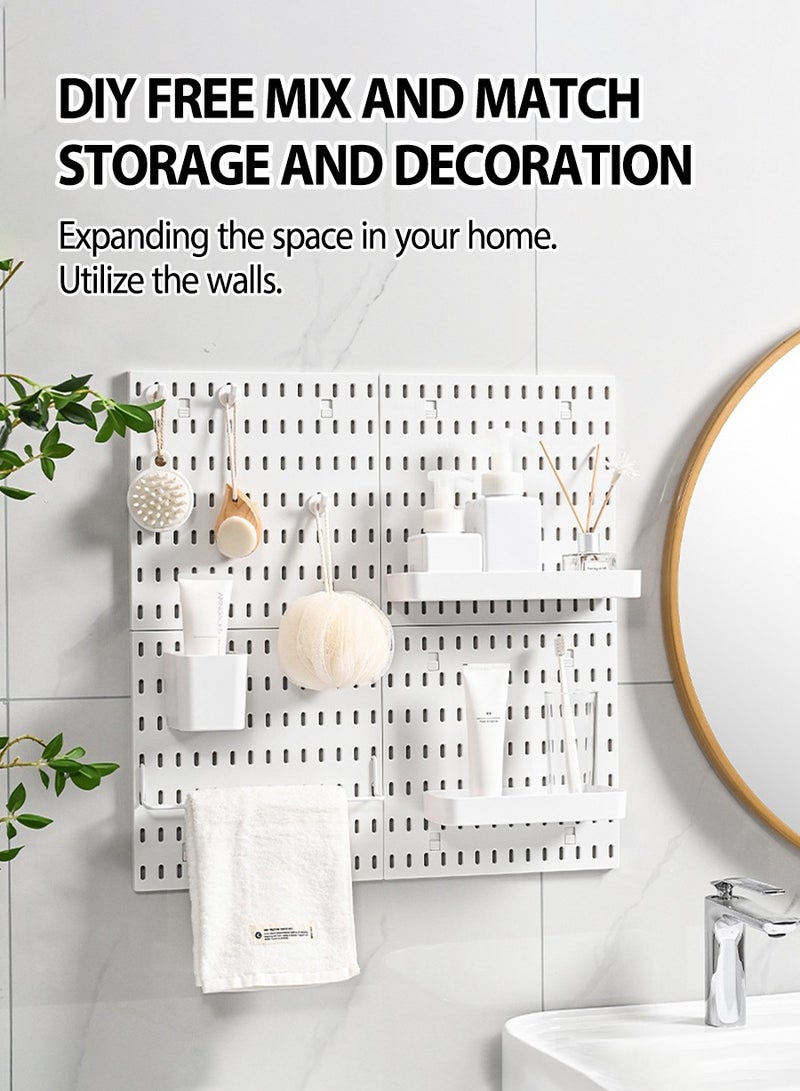 BEIRUI منظم مثبت على الحائط، رف تخزين متعدد الوظائف، مجموعة أرفف عائمة، أي مجموعة، مناسب للمطبخ والحمام والمدخل والمكتب وغرفة النوم، رفان، 4 منظمات، 10 خطافات - Image 5