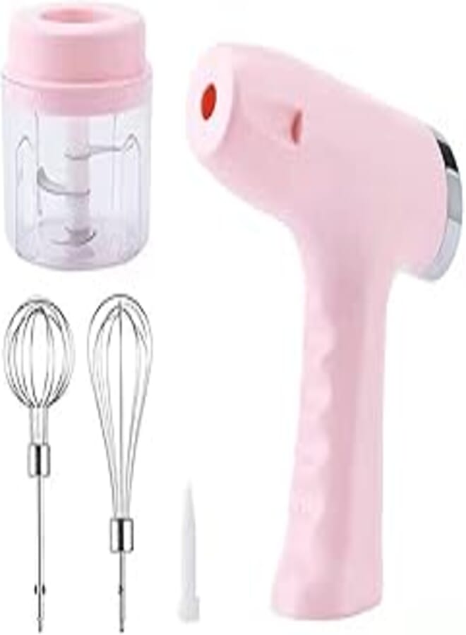 DEVIO 3 in 1 USB Electric Egg Beater, Garlic Grinder, Meat Grinder, Hand Electric Food Mixer, Whisk and Electric Whisk for Coffee, Milk, Cream (Multi)
