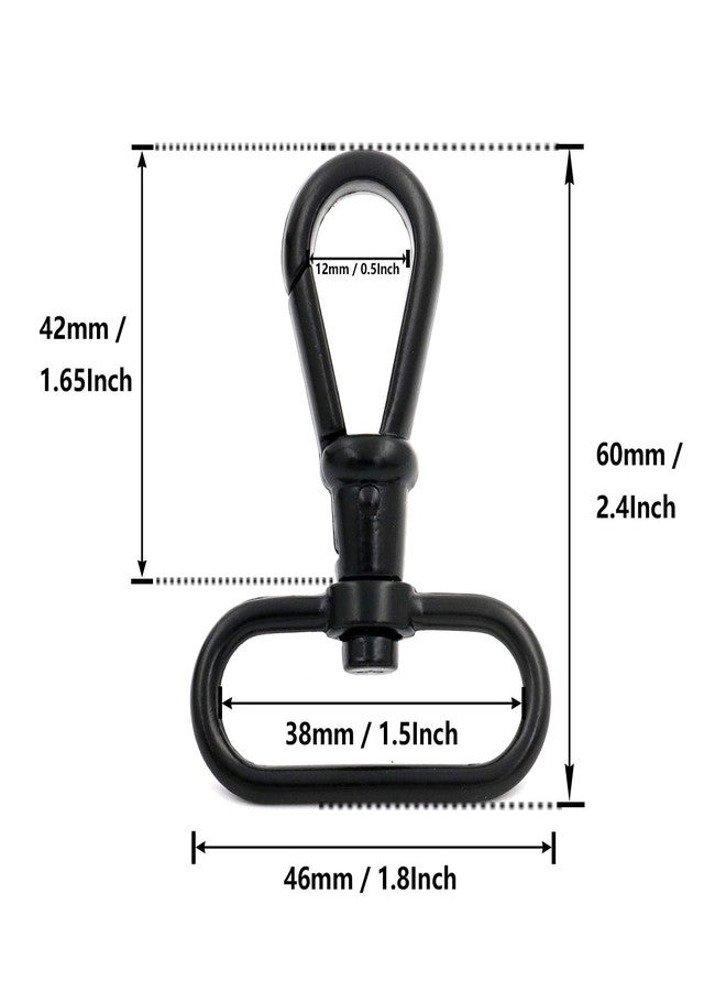 BIKICOCO 1-1/2'' Swivel Trigger Round Head Snap Hook Lobster Claw Clasp Spring Loaded Clip, Black - Pack of 10 - Image 2