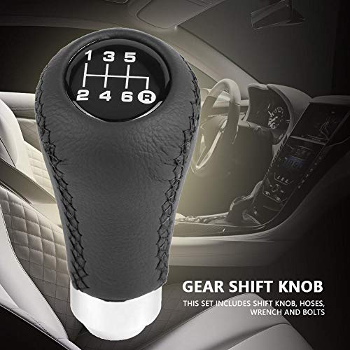 Fydun for Gear Knob 6 Speed-Gear Knob 6 Speed - Gear Shift Knob Universal Car Vehicle 6 Speed PU Shifter Stick with 3 Hoses(Black) - Image 2