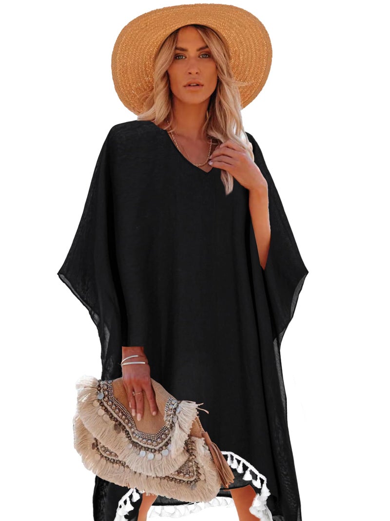 Moss Rose Women's Swimsuit Cover up Beach Kaftan for Bathing Suit with Floral Pattern - Image 1