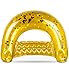 POZA Inflatable Chair Float Seat Sparkle Confetti Inflatable Pool Chair Float with 2 Builtin Cup Holders and Handles Perfect Floating Chairs for Lake Beach River or Pool 48x38 Inches Gold - Image 2