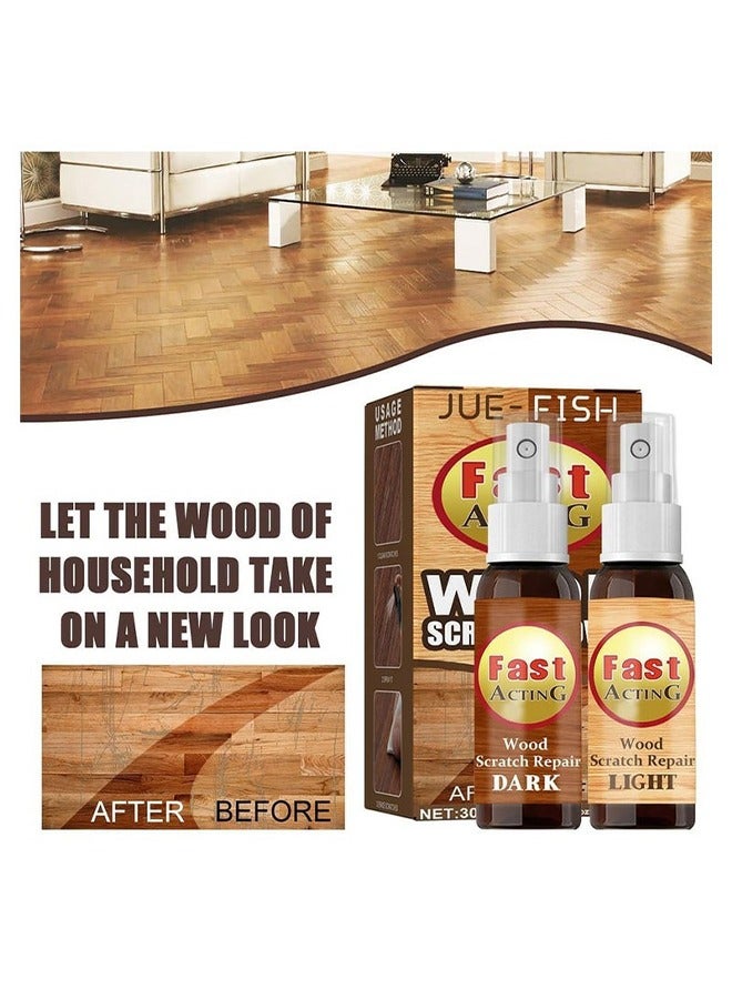 جوي فيش غطاء خدش الخشب - 2 عبوة إصلاحه للخشب - مجموعة مزيل الخدوش لإصلاح الأثاث الخشبي لإصلاح خدوش الخشب سريع المفعول - مجموعة إعادة صقل الشعر بالشمع ، رذاذ مزيل الخدوش الخشبي للأرضيات والطاولات والنجارين - Image 2