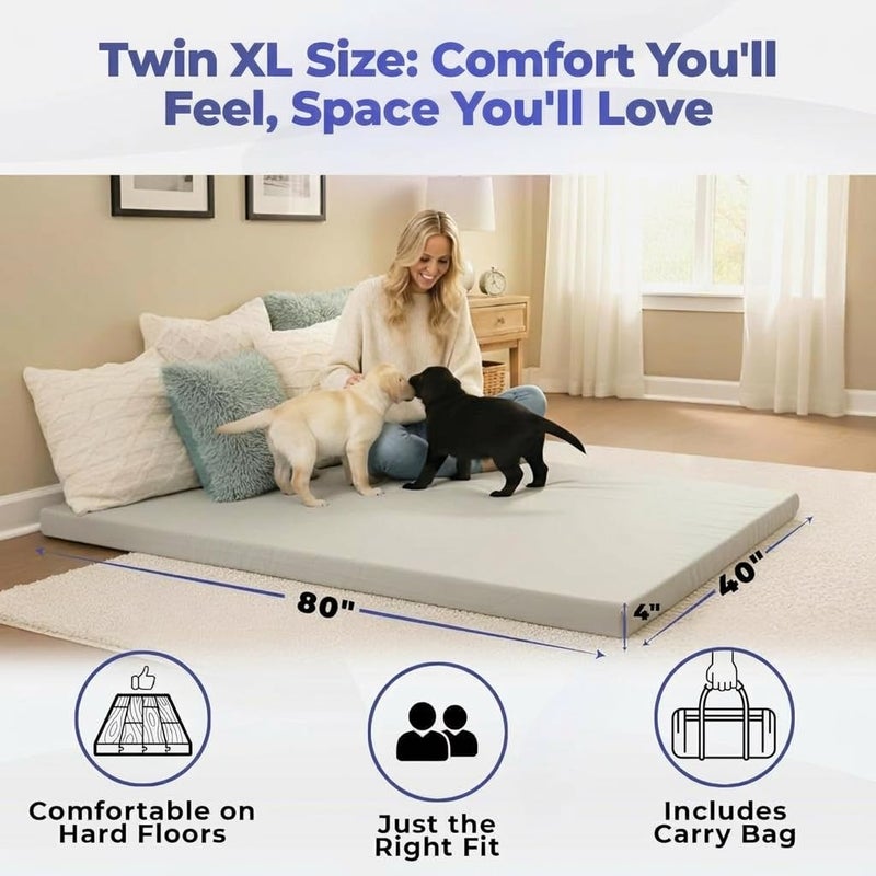 Hazli Matrix AirCell 4 Inch Memory Foam Camping Mattress Pad - Roll Up Mattress for Adults - Portable Cot Sleeping Pad for Camping - Floor Mat or Bed Roll - Twin XL 80â€™â€™ X 40â€™â€™ X 4â€™â€™- Grey - Image 4
