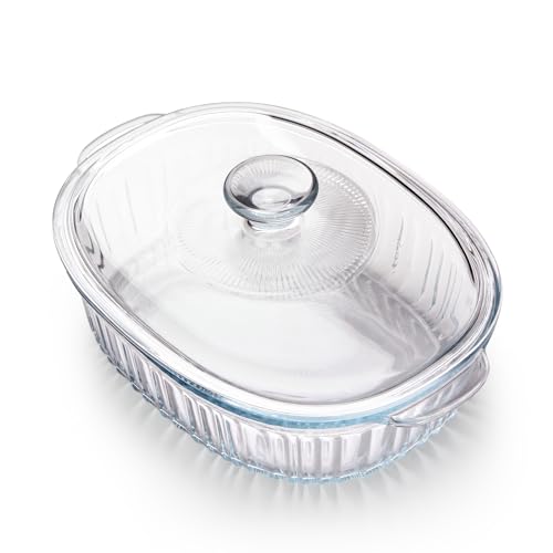 NUTRIUPS 1.9QT Oval Glass Casserole Dish with Glass Lid, Borosilicate Glass,Oval Casserole Dish for Oven, Baking Dish with Lid - Image 1