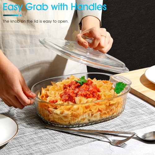 NUTRIUPS 1.9QT Oval Glass Casserole Dish with Glass Lid, Borosilicate Glass,Oval Casserole Dish for Oven, Baking Dish with Lid - Image 5