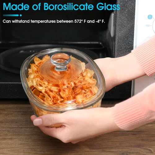 NUTRIUPS 1.9QT Oval Glass Casserole Dish with Glass Lid, Borosilicate Glass,Oval Casserole Dish for Oven, Baking Dish with Lid - Image 4