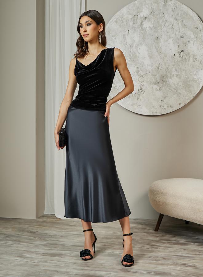 Styli Velvet Look Asymmetric Neckline Cami Top - Image 2