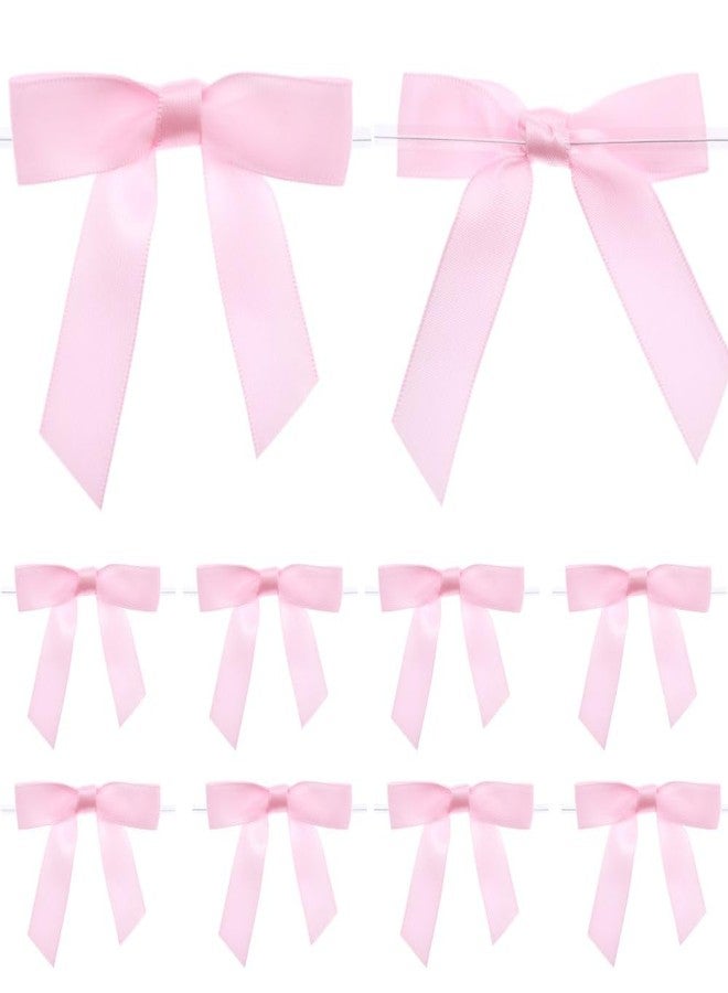 DHFLYDH Satin Ribbon Bows 50 Pcs Twist Tie Bows for Gift Wrapping Cake Treat Bags Craft DIY Gift Wedding Baby Shower Birthday Party (Baby Pink - Image 1