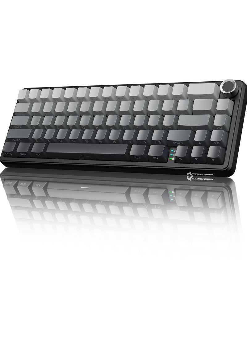 X66 Wireless Mechanical Gaming Keyboard with Knob,Tri Mode USB-C/BT5.0/2.4G Gasket Mounted 60% RGB Gaming Keyboard, Side Printed PBT Keycap,Hot Swappable Strawberry Switch(Moonlight)