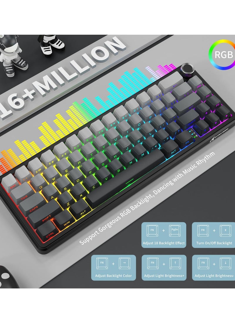 X66 Wireless Mechanical Gaming Keyboard with Knob,Tri Mode USB-C/BT5.0/2.4G Gasket Mounted 60% RGB Gaming Keyboard, Side Printed PBT Keycap,Hot Swappable Strawberry Switch(Moonlight)