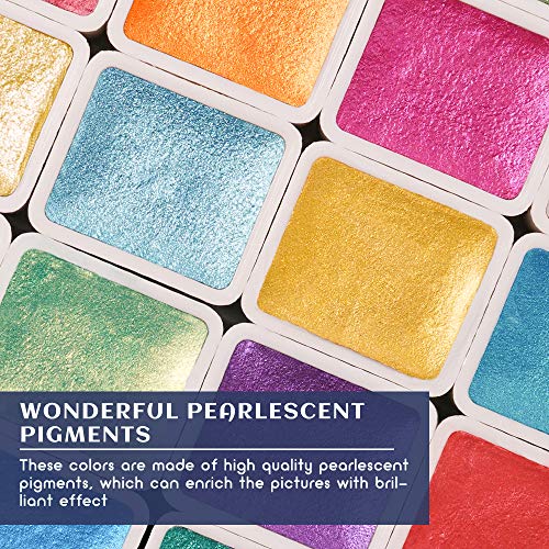 Paul Rubens Artist Grade Watercolor Set, 48 Colors Glitter Metallic Paints, Portable Metal Case, Suitable for Beginners, Hobbyists, Students, Artists - Image 4