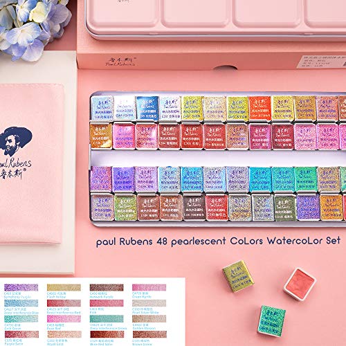 Paul Rubens Artist Grade Watercolor Set, 48 Colors Glitter Metallic Paints, Portable Metal Case, Suitable for Beginners, Hobbyists, Students, Artists - Image 3