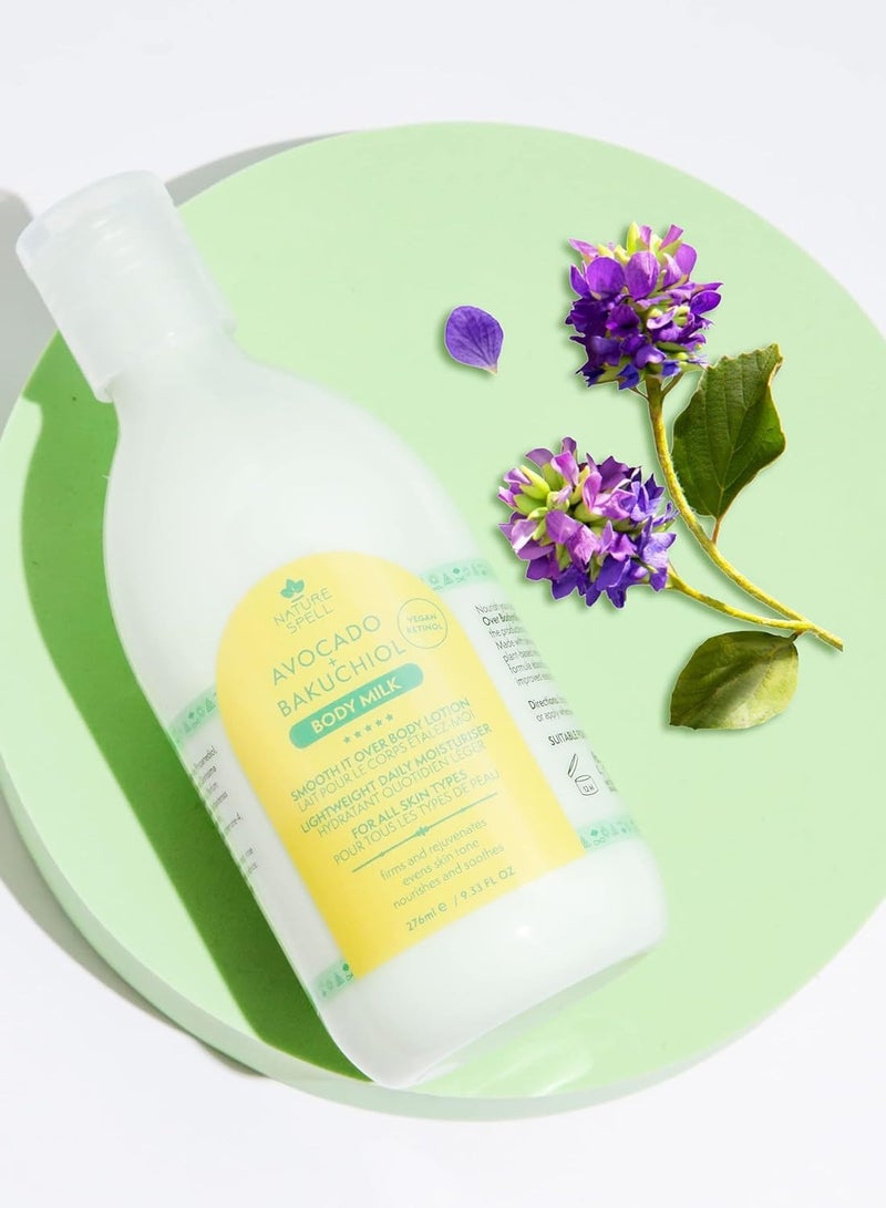 نايتشر سبيل حليب الجسم بالأفوكادو والباكوتشول من Nature Spell – 276 مل – مرطب خفيف لبشرة ناعمة ومشدودة - Image 2