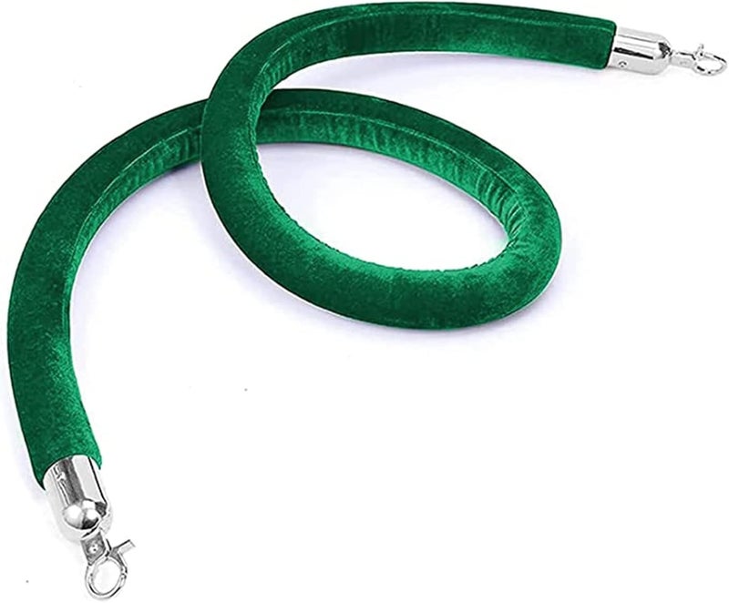Velvet Rope Crowd Control Barrier, with Metal Hooks Multicolor Multiple Sizes(Green,1m/39inch/3.3ft) - Image 1