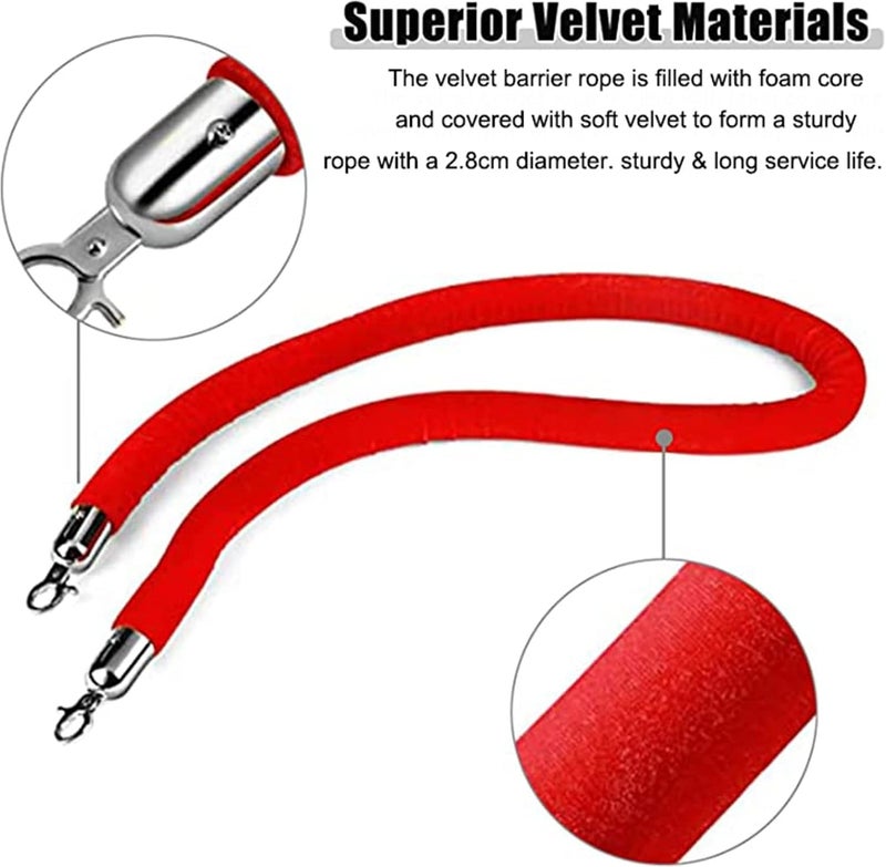 Velvet Rope Crowd Control Barrier, with Metal Hooks Multicolor Multiple Sizes(Green,1m/39inch/3.3ft) - Image 2