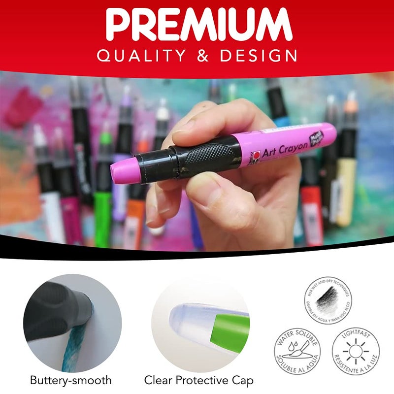 Marabu Watercolor Crayons Set - 26 Buttery Smooth Art Crayons - Ignite Your Imagination with Vivid, Water Soluble Crayons for Mixed Media Journals & Watercolor Paper - Image 3
