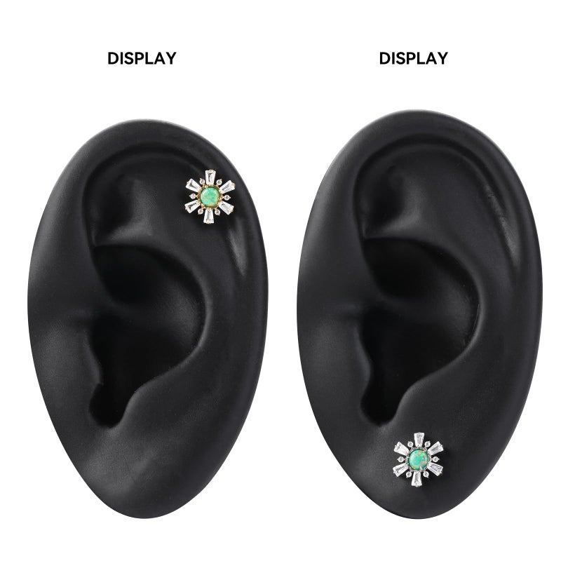 Humorrap Gold Flat Back Stud for Helix Flat Tragus Conch 16G 8mm, ASTM F136 Titanium Cartilage Earrings for Women, Hypoallergenic Threadless Push Pin Piercing Jewelry, Sunflower - Image 2