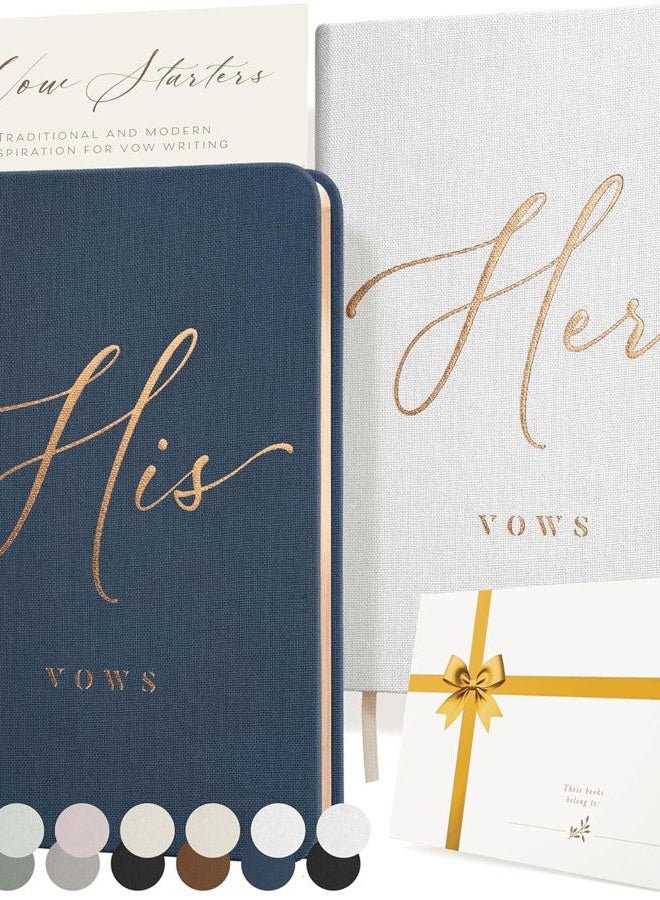 ARTESORI Vow Books His and Hers - Linen Wedding Vow Books Perfect as Bride & Groom Gifts, Wedding Registry Ideas - His & Hers Gifts Wedding Vow Book - Wedding Essentials & Accessories [Ivory & Black] - Image 1