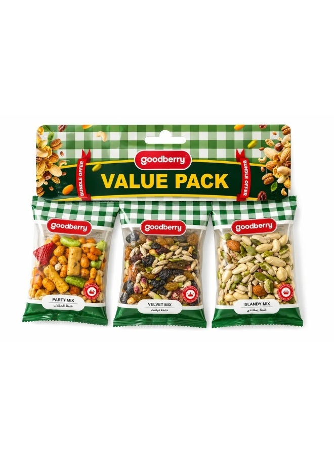 Goodberry Assorted Mix Nuts Pack of Party Mix, Velvet Mix & Islandy Mix- 3X200gms