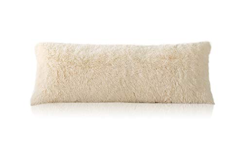 Reafort Luxury Long Hair, PV Fur, Faux Fur Body Pillow Cover/Case 21inx54in with Hidden Zipper Closure (Cream, 21inX 54in Pillow Cover) - Image 2