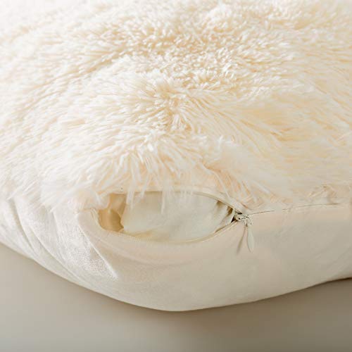 Reafort Luxury Long Hair, PV Fur, Faux Fur Body Pillow Cover/Case 21inx54in with Hidden Zipper Closure (Cream, 21inX 54in Pillow Cover) - Image 3