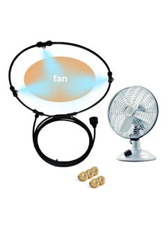 NIBEMINENT Outdoor Water Misting Fan Kit with Five Brass Nozzles Black/Golden  - Image 1