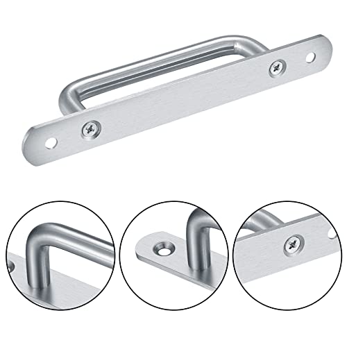 Fulushouxi 2 Pcs Barn Door Handles, Sliding Door Pull Handles, Stainless Steel Closet Cabinet Door Handles Pulls with Plates for Cupboard Cabinet Wardrobe Drawer Shed Pull Handles, 160mm/6.3 inch - Silver - Image 3
