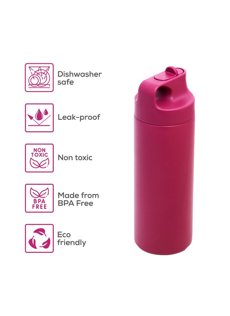 Eazy Kids Double Wall Insulated Sports Water Bottle - Pink, 550 Ml  - Image 4