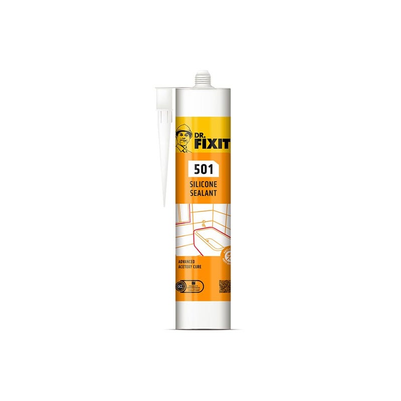 Dr. Fixit 501 Clear Silicone Sealant - 280 gm for Glass, Windows, and Bathroom Fixtures - Image 1