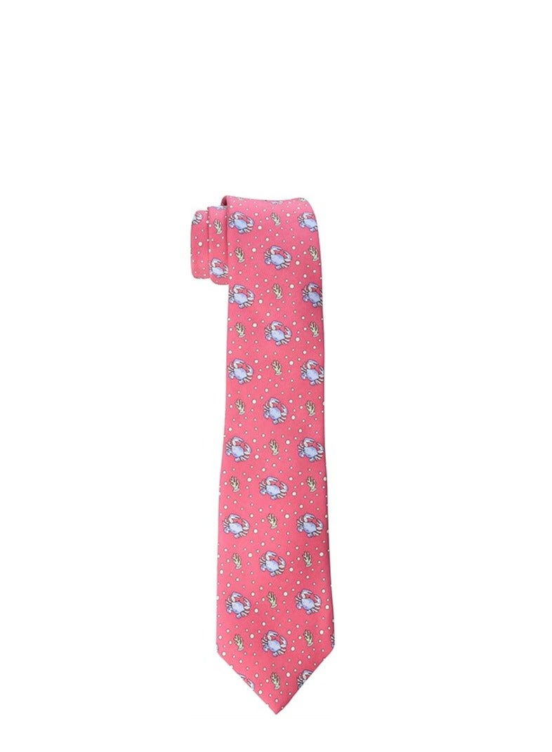 vineyard vines Boy's Necktie, Raspberry-Crab Print, One Size