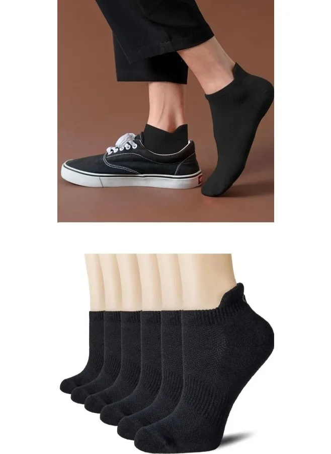 اوزي سوكس 6 Pairs Logoless Black Pull-On Cotton Tennis Booties
