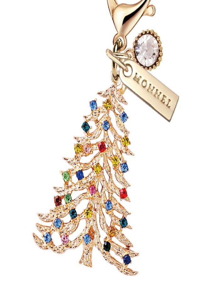 MONNEL MC475 Crystal Christmas Tree Lobster Clasp Charm for Women with Velvet Bag (Rainbow,1 Piece) - Image 2