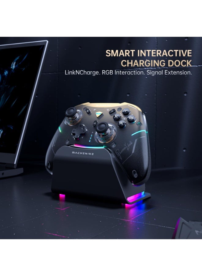 Machenike G5Pro V2 1000HZ Wireless Gaming Controller for NS/PC/iOS/Android with Charging Dock,PC Controller With Hot-Swappable Joystick,Optical Triggers,Optical Micro Switches,RGB Backlight, Black Gold - Image 4