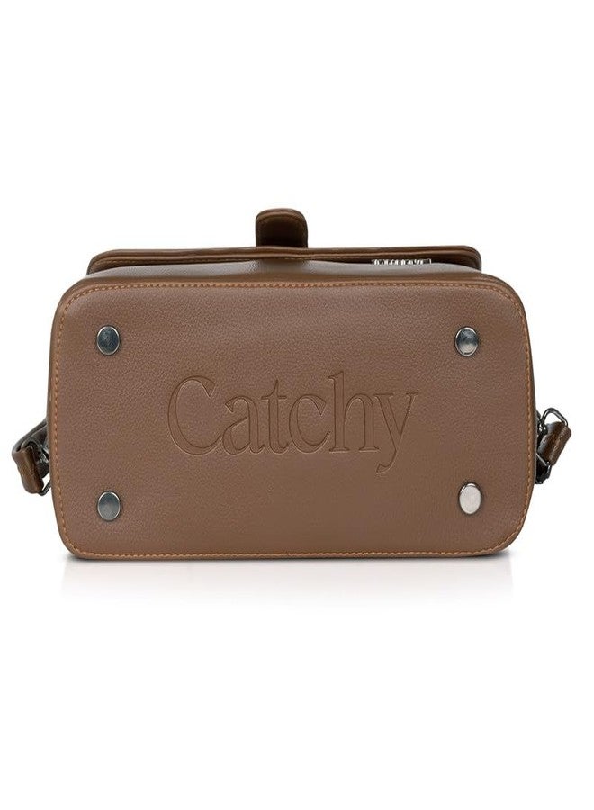 Catchy Distinctive Design Brown Faux Leather Womens Slingbag - Image 5