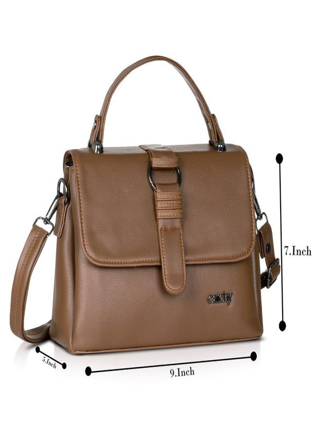 Catchy Distinctive Design Brown Faux Leather Womens Slingbag - Image 3