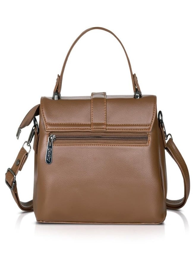 Catchy Distinctive Design Brown Faux Leather Womens Slingbag - Image 4