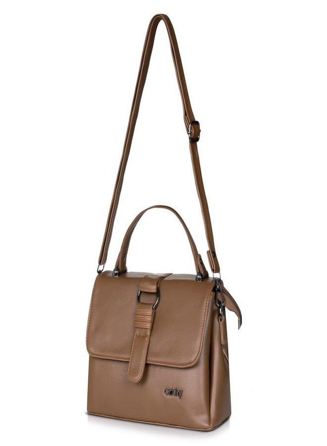 Catchy Distinctive Design Brown Faux Leather Womens Slingbag - Image 2